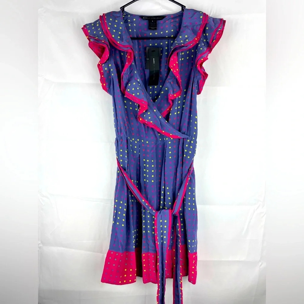NWT Marc by Marc Jacobs Polka dots Ruffled 100% Silk Dress $358 Size 4
